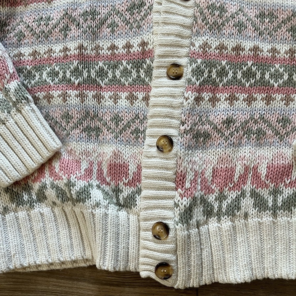 Vintage Van Heusen For Her Chunky Cable Knit Multicolor Cardigan Large - Picture 4 of 8